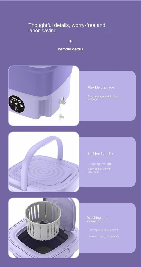 Planet Gates 8L Portable Small Foldable Washing Machine with Spin Dryer For Socks Underwear Panties Washer Household Mini Washing Machine