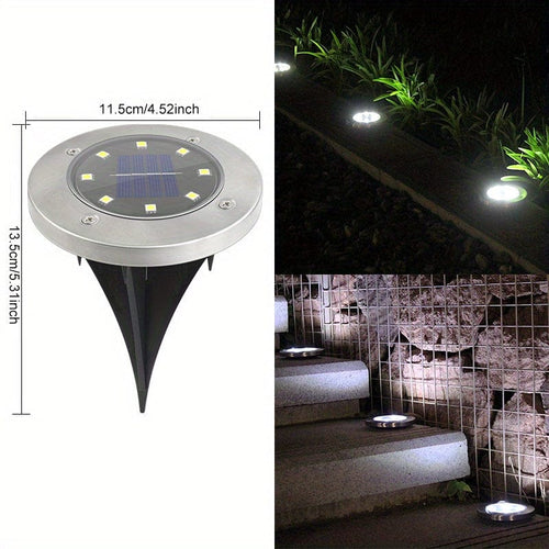 Planet Gates 8LED White Light 4pcs Solar Ground Lights 8LEDs Solar Garden Lights Outdoor Waterproof Sidewalk Disk Bright In-Ground Landscape Lighting For Lawn Patio Pathway Yard Steps Deck Walkway Light (Warm White)