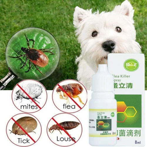 Planet Gates 8ML New Arriva Pet Dog Anti-flea Mites Ticks Drops Puppy Kitten Treatment Pest Flea Spray