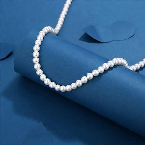 Planet Gates 8mm-20 inch (50cm) Cool Artificial White Pearl Necklace 1 Pcs Choker Beaded Chain for Men and Women Fashion Jewelry Gift