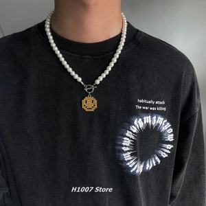 Planet Gates 8mm-20 inch (50cm) Cool Artificial White Pearl Necklace 1 Pcs Choker Beaded Chain for Men and Women Fashion Jewelry Gift