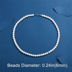 Planet Gates 8mm-20 inch (50cm) Cool Artificial White Pearl Necklace 1 Pcs Choker Beaded Chain for Men and Women Fashion Jewelry Gift