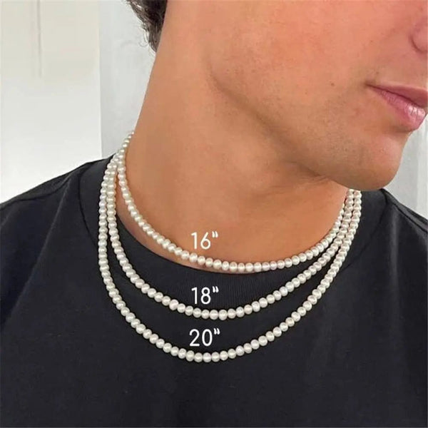 Planet Gates 8mm-20 inch (50cm) Cool Artificial White Pearl Necklace 1 Pcs Choker Beaded Chain for Men and Women Fashion Jewelry Gift