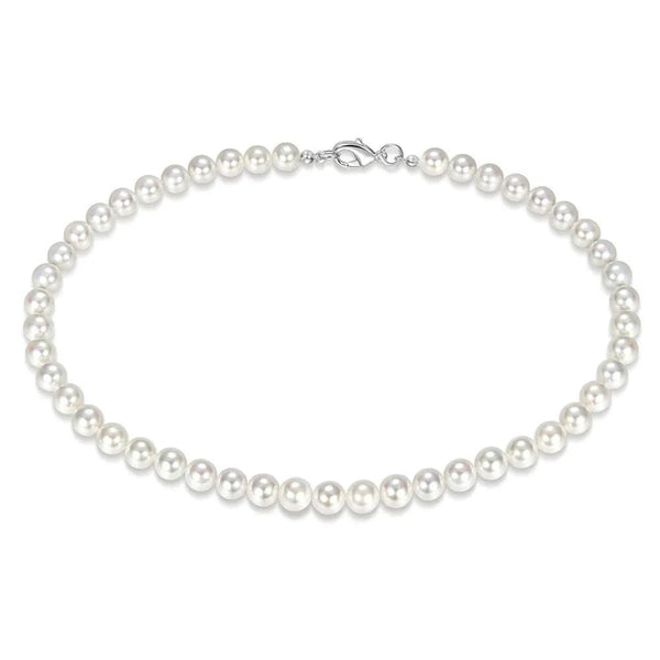 Planet Gates 8mm-20 inch (50cm) Cool Artificial White Pearl Necklace 1 Pcs Choker Beaded Chain for Men and Women Fashion Jewelry Gift