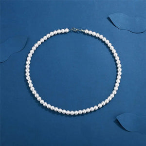 Planet Gates 8MM / 55cm Pearl Necklace Men Simple Handmade Strand Bead Necklace 2022 New Trendy Men Jewelry for Women Girls Wedding Banquet Necklaces