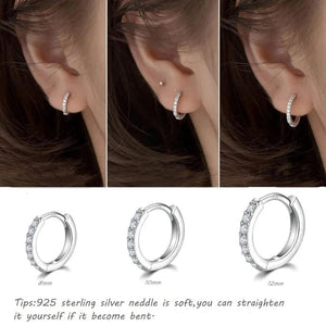 Planet Gates 8mm / silver 925 Sterling Silver Small Hoop Earrings Zirconia Huggie 14K Gold Plated Cartilage Piercing Ear Cuff Tiny Earrings for Women Men