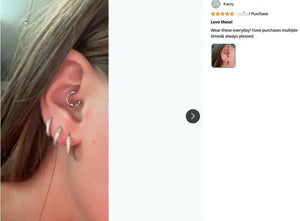 Planet Gates 8mm / silver 925 Sterling Silver Small Hoop Earrings Zirconia Huggie 14K Gold Plated Cartilage Piercing Ear Cuff Tiny Earrings for Women Men