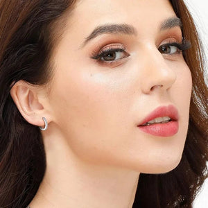 Planet Gates 8mm / silver 925 Sterling Silver Small Hoop Earrings Zirconia Huggie 14K Gold Plated Cartilage Piercing Ear Cuff Tiny Earrings for Women Men