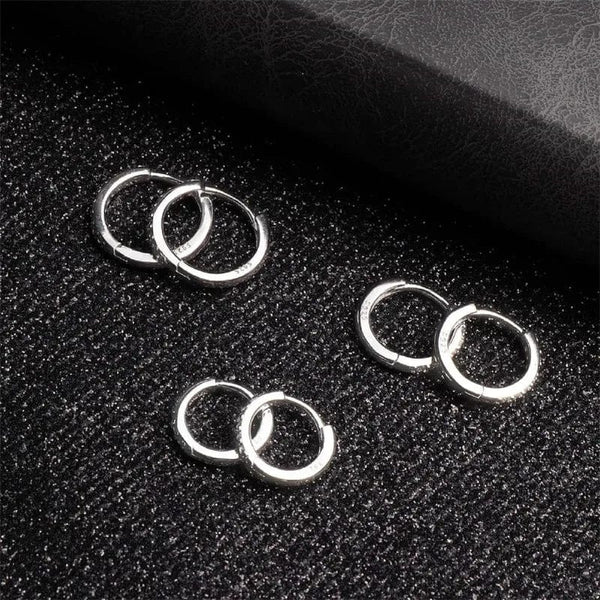 Planet Gates 8mm / silver 925 Sterling Silver Small Hoop Earrings Zirconia Huggie 14K Gold Plated Cartilage Piercing Ear Cuff Tiny Earrings for Women Men