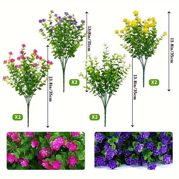 Planet Gates 8Pack 8Pack Fake Flowers No Fade UV Resistant Lifelike Artificial Plastic Flowers Faux Plants for Hanging Planters Outside Porch Window Box Wedding Indoor Outdoor Home Décor