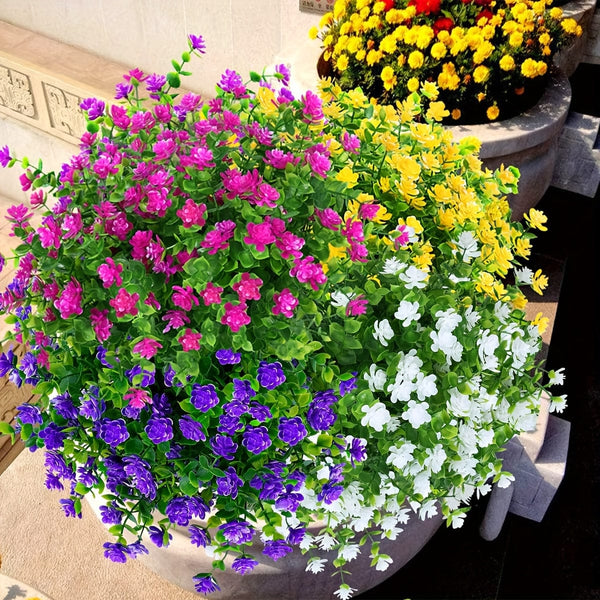 Planet Gates 8Pack 8Pack Fake Flowers No Fade UV Resistant Lifelike Artificial Plastic Flowers Faux Plants for Hanging Planters Outside Porch Window Box Wedding Indoor Outdoor Home Décor