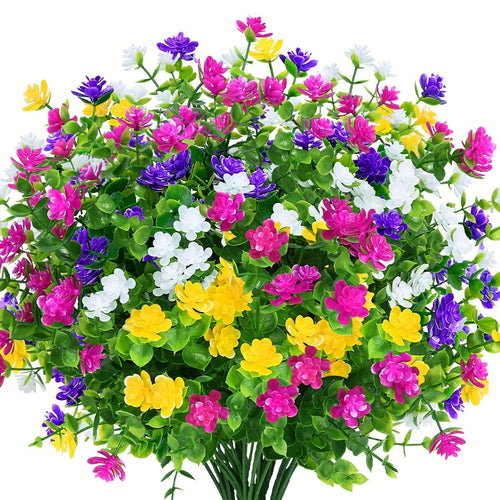 Planet Gates 8Pack 8Pack Fake Flowers No Fade UV Resistant Lifelike Artificial Plastic Flowers Faux Plants for Hanging Planters Outside Porch Window Box Wedding Indoor Outdoor Home Décor
