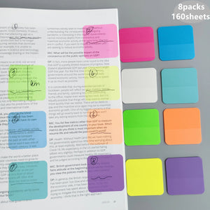 Planet Gates 8packs 160 Sheets 8Colors Transparent Sticky Notes Scrapes Stickers Note Pads Paper Clear Notepad School Stationery Office Supplies