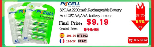 Planet Gates 8PC PKCELL AAA Battery 1.2V NiMH AAA Rechargeable Batteries 1000mah aaa Clock Toys mouse battery And 2PC AAA/AA Battery Holder
