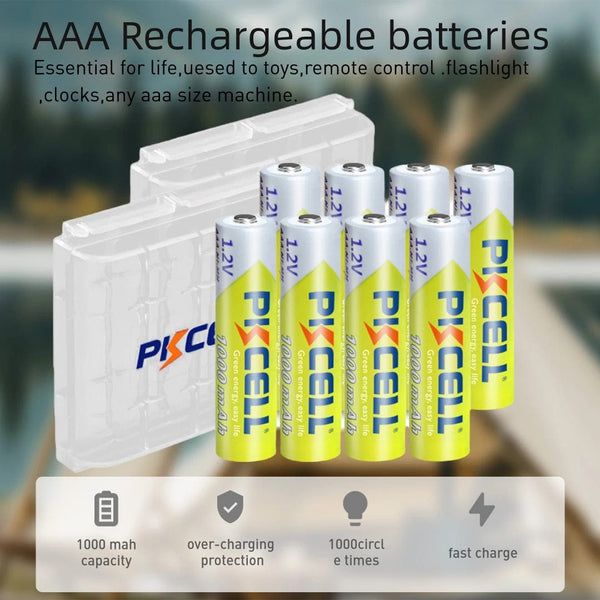 Planet Gates 8PC PKCELL AAA Battery 1.2V NiMH AAA Rechargeable Batteries 1000mah aaa Clock Toys mouse battery And 2PC AAA/AA Battery Holder