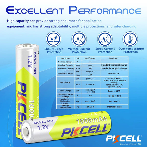 Planet Gates 8PC PKCELL AAA Battery 1.2V NiMH AAA Rechargeable Batteries 1000mah aaa Clock Toys mouse battery And 2PC AAA/AA Battery Holder