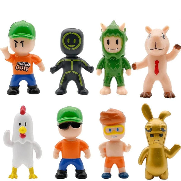 Planet Gates 8PCS 1 Stumble Guys Action Figure Kawaii Anime PVC Game Model Statue Set Multiplayer Type Collection Kids Birthday Gift Toy