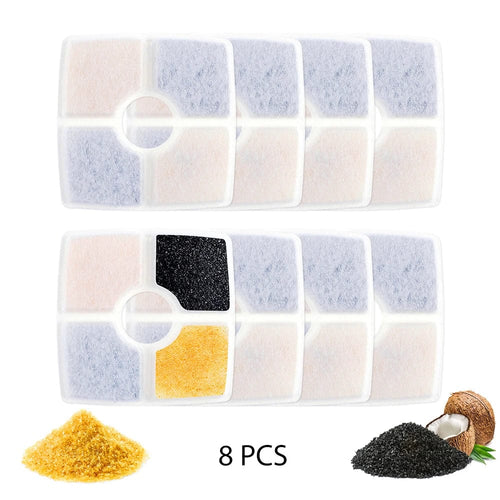 Planet Gates 8pcs 4/6/8/12pcs Square Cat Water Fountain Replacement Filters, Triple Filtration System Cat Water Dispenser Filter