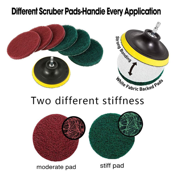 Planet Gates 8pcs 8pcs, Powerful Tile Scrubber Brush for Bathroom, Floor, and Tub Cleaning - Includes Scouring Pads and Cleaning Kit - Essential Apartment and College Dorm Supplies