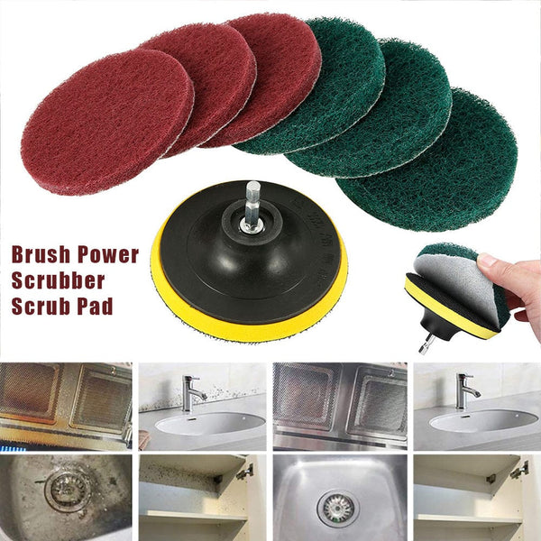 Planet Gates 8pcs 8pcs, Powerful Tile Scrubber Brush for Bathroom, Floor, and Tub Cleaning - Includes Scouring Pads and Cleaning Kit - Essential Apartment and College Dorm Supplies