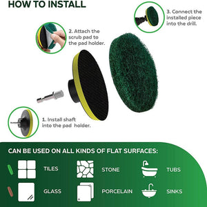 Planet Gates 8pcs 8pcs, Powerful Tile Scrubber Brush for Bathroom, Floor, and Tub Cleaning - Includes Scouring Pads and Cleaning Kit - Essential Apartment and College Dorm Supplies