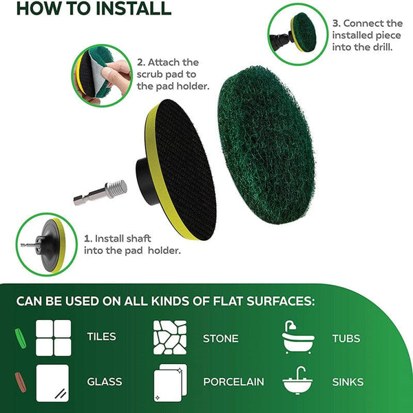 Planet Gates 8pcs 8pcs, Powerful Tile Scrubber Brush for Bathroom, Floor, and Tub Cleaning - Includes Scouring Pads and Cleaning Kit - Essential Apartment and College Dorm Supplies