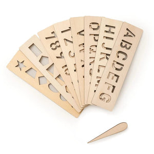Planet Gates 8pcs learning style Kid's Wooden Educational Toys Montessori Pen Control Boards Learning Word Spelling Letter Number Groove Cognition Writing Board
