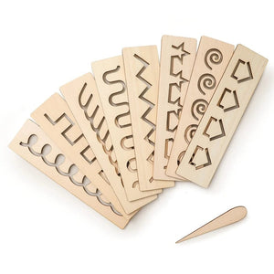 Planet Gates 8pcs line style Kid's Wooden Educational Toys Montessori Pen Control Boards Learning Word Spelling Letter Number Groove Cognition Writing Board