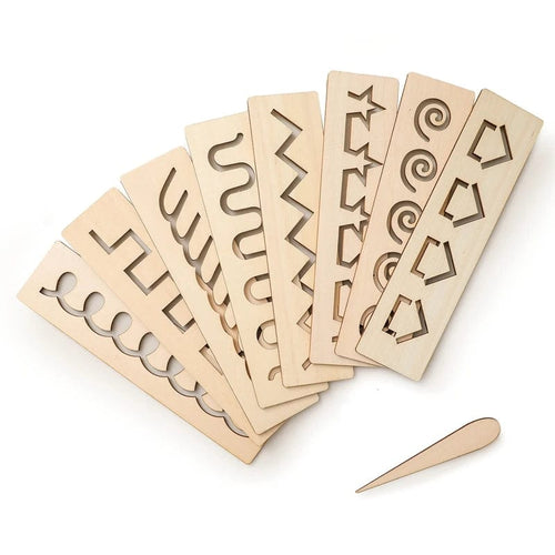Planet Gates 8pcs line style Kid's Wooden Educational Toys Montessori Pen Control Boards Learning Word Spelling Letter Number Groove Cognition Writing Board