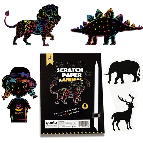 Planet Gates 8Pcs Magic Scratch Drawing Paper DIY Scratch Art Bookmark Kids Drawing Toys Painting Book Creative Card Sticker Educational Toys