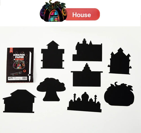 Planet Gates 8Pcs Magic Scratch Drawing Paper DIY Scratch Art Bookmark Kids Drawing Toys Painting Book Creative Card Sticker Educational Toys