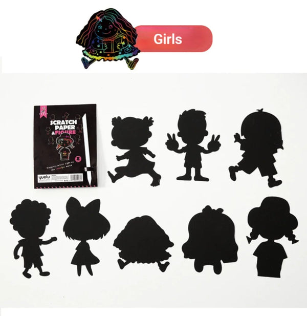 Planet Gates 8Pcs Magic Scratch Drawing Paper DIY Scratch Art Bookmark Kids Drawing Toys Painting Book Creative Card Sticker Educational Toys