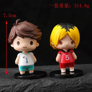 Planet Gates 8pcs/Set Haikyuus Action Figure Toys Q version Kenma Kozume Shoyo Hinata Kotaru Bokuto Yu Nishinoya Volleyball Model Dolls
