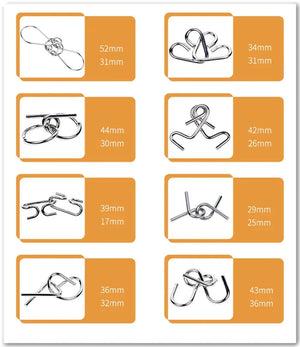 Planet Gates 8Pcs/Set Metal Montessori Puzzle Wire IQ Mind Brain Teaser Puzzles Children Adults Interactive Game Silver Educational Toys