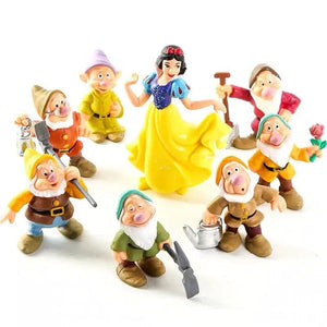 Planet Gates 8pcs Snow White Set 8Pcs/Set Disney Movie Snow White And The Seven Dwarfs Action Figure Snow Princess Pretty Dolls Collection  Children Toys Girl's