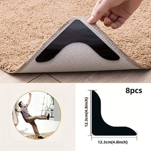 Planet Gates 8pcs Square 4pcs High-quality Anti Slip And Anti Drilling Carpet Stickers Are Suitable For Living Room, Dining Room, Bathroom Carpets, Ceramic Tiles, And Wooden Floor Areas To Prevent Carpet Movement And Rolling. Novelty Item! !!!