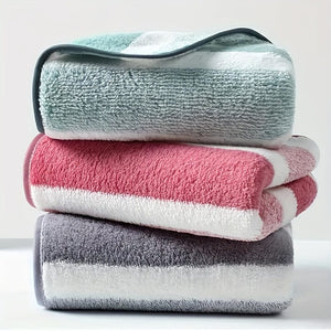 Planet Gates 8pcs Striped Towels Set, Quick Dry Absorbent Bathroom Towels, 2 Bath Towels 2 Hand Towels 4 Washcloth, Towels For Home Bathroom Hotel And Spa Salon, Bathroom Supplies, Bathroom Accessories