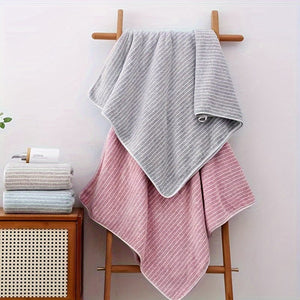 Planet Gates 8pcs Striped Towels Set, Quick Dry Absorbent Bathroom Towels, 2 Bath Towels 2 Hand Towels 4 Washcloth, Towels For Home Bathroom Hotel And Spa Salon, Bathroom Supplies, Bathroom Accessories