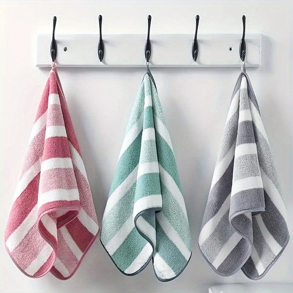 Planet Gates 8pcs Striped Towels Set, Quick Dry Absorbent Bathroom Towels, 2 Bath Towels 2 Hand Towels 4 Washcloth, Towels For Home Bathroom Hotel And Spa Salon, Bathroom Supplies, Bathroom Accessories