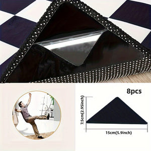 Planet Gates 8pcs Triangle 4pcs High-quality Anti Slip And Anti Drilling Carpet Stickers Are Suitable For Living Room, Dining Room, Bathroom Carpets, Ceramic Tiles, And Wooden Floor Areas To Prevent Carpet Movement And Rolling. Novelty Item! !!!