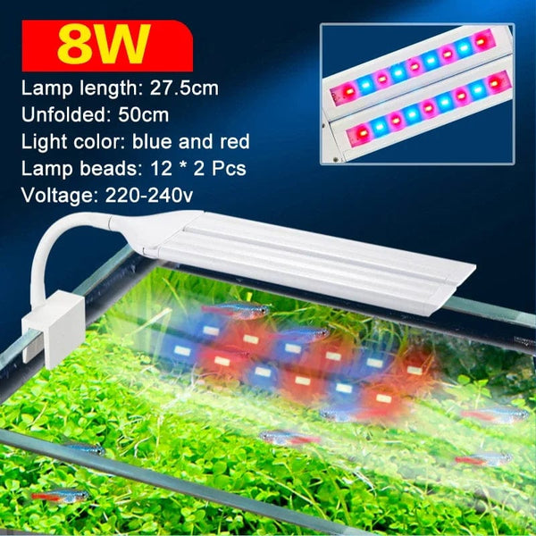 Planet Gates 8w blue red / CHINA Super Bright Clip Lamp LED Aquarium Light for Aquatic Plant Grow Fish Tank Full Spectrum Timing Lamp 220-240V 30~70CM 4W 8W 13W