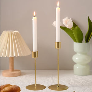 Planet Gates 9.5*21    9.5*17 / Golden 2pcs Candle Holder, Candlestick, For Candlelight Dinner Photo Props, Wedding Anniversary Birthday Decor, Table Living Room Home Decor, Valentine's Day New Year Christmas Decor