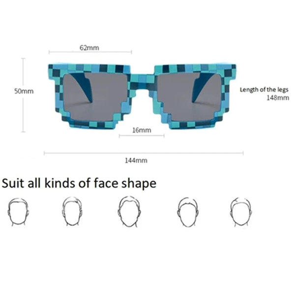 Planet Gates 9 colors Fashion Sunglasses Kids cos play action Game Toy Minecrafter Square Glasses with EVA case   gift  beach toys vacation