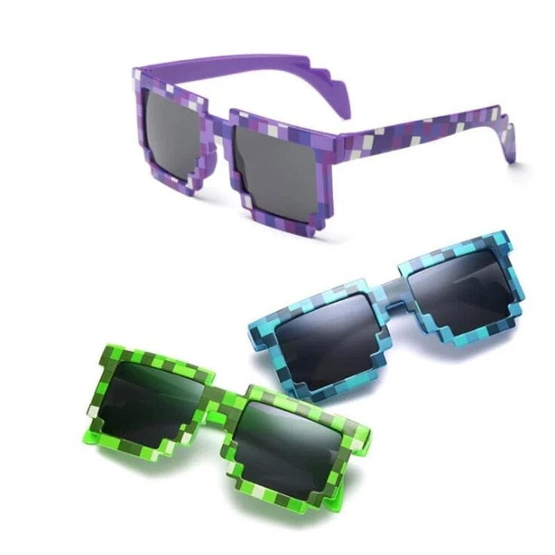 Planet Gates 9 colors Fashion Sunglasses Kids cos play action Game Toy Minecrafter Square Glasses with EVA case   gift  beach toys vacation