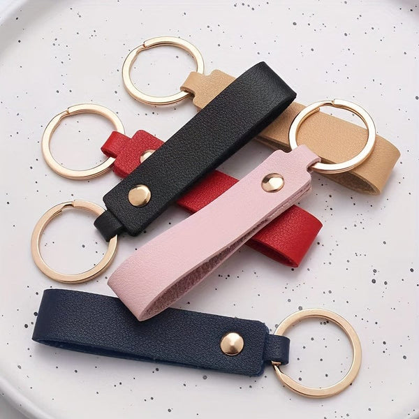 Planet Gates 9 Colors Key Chain 9 Pieces Of Matching Pure Color PU Leather Keychain Hand Strap Bag Charm Doll Lanyard Fashion Couple Car Keychain