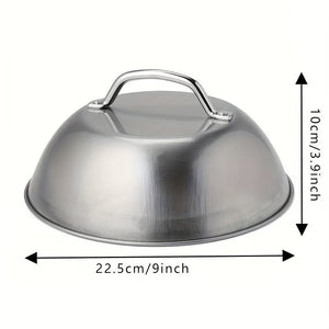 Planet Gates 9 Inch(22.9cm) 1pc Stainless Steel Barbecue Squeegee and Melting Dome - Perfect for Outdoor Cooking and Camping - Includes Pot Cover and Cookware Accessories - Ideal for Making Burgers and Melting Cheese