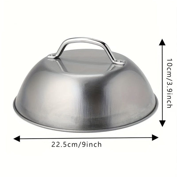 Planet Gates 9 Inch(22.9cm) 1pc Stainless Steel Barbecue Squeegee and Melting Dome - Perfect for Outdoor Cooking and Camping - Includes Pot Cover and Cookware Accessories - Ideal for Making Burgers and Melting Cheese