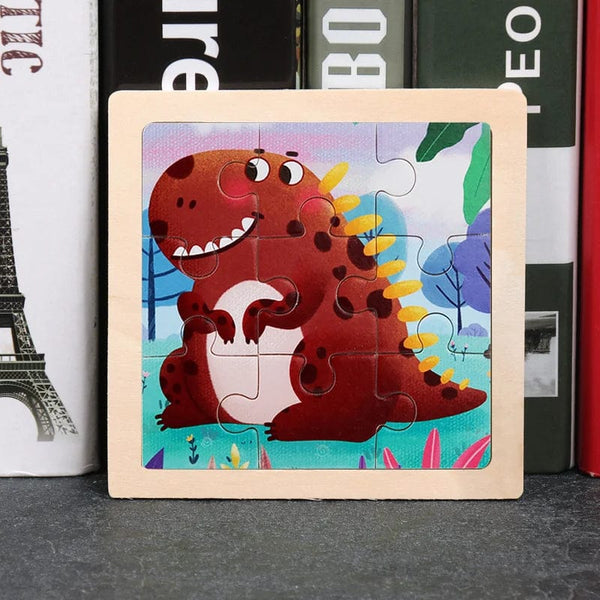 Planet Gates 9 Pieces Montessori Wooden Kid Toy 3D Children Education Materials Cartoon Dinosaur Transportation Puzzles Learning Toys