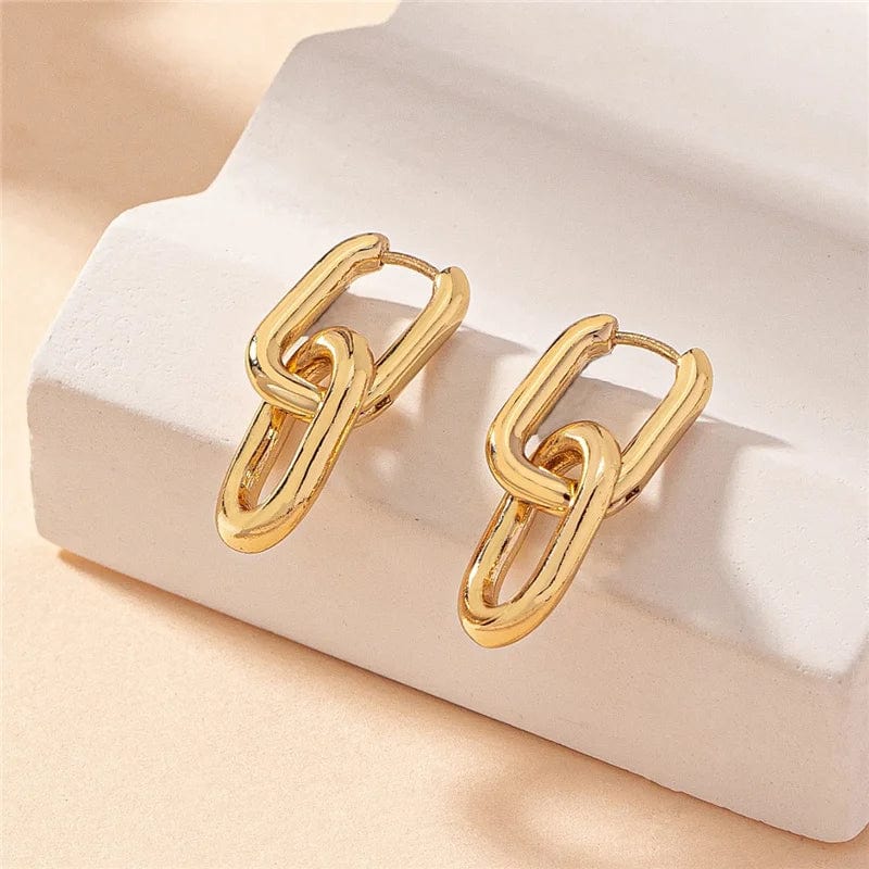 Planet Gates 9 Stainless Steel Square Earrings Gold Color Geometric Square Hoop Earrings for Women Huggie Punk Hip-Hop Metal Round Circle