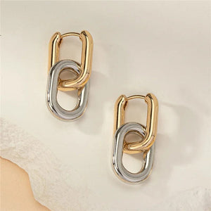 Planet Gates 9 Stainless Steel Square Earrings Gold Color Geometric Square Hoop Earrings for Women Huggie Punk Hip-Hop Metal Round Circle